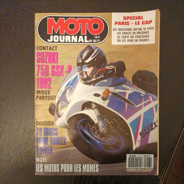 MOTO JOURNAL 1017 SUZUKI GSX-R 750 paris dakar le cap 1992 HONDA QR XR YAMAHA PW