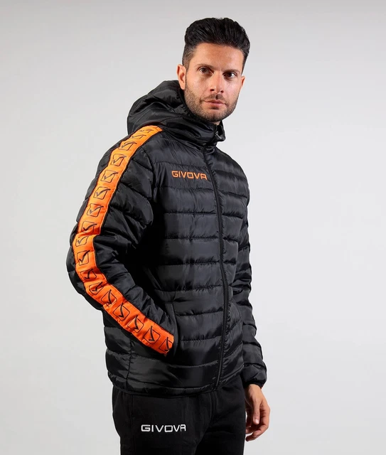 Giubbotto Uomo Donna Piumino Leggero Givova Sportivo Giubbino Cappuccio Arancio