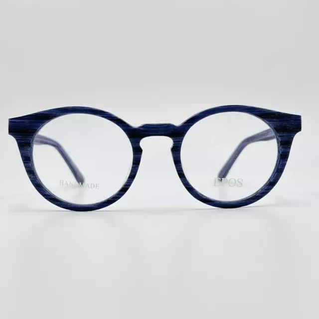 Epos Lunettes Femmes Hommes Rond Bleu Bois Optique Mod. LOTO Neuf