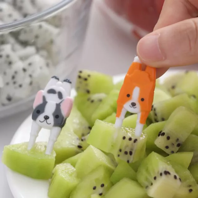 7 PCs Set niedlich Mini Tier Cartoon Food Picks Kinder Snack Food Obstgabeln  F1