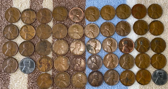 1 US Lincoln Wheat Cent Penny Roll 1910-S/1957 Proof (50 Coins) Old Vintage 9