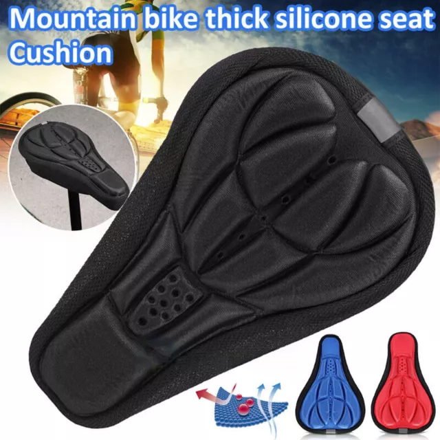 3D Bike Seat Cover Silicone Thick Comfort Cycling Bicycle Saddle Cushion Pad NEW