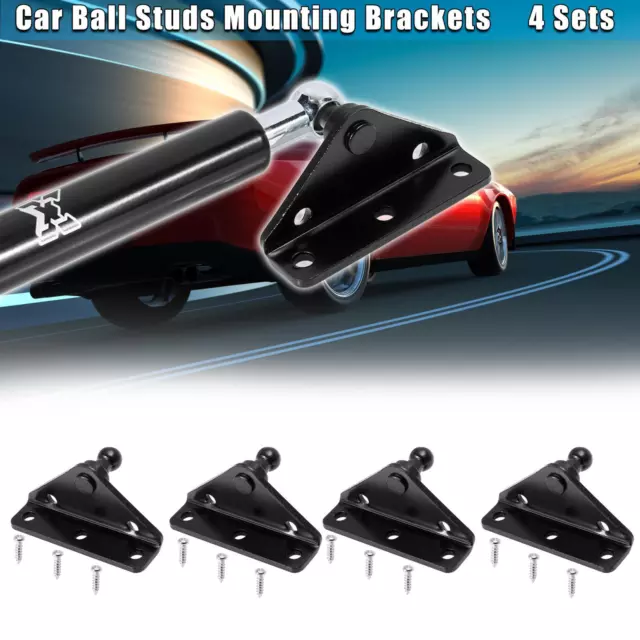 4 Set 10mm Car Ball Studs Mounting Brackets with Screws Black 63x30x38mm