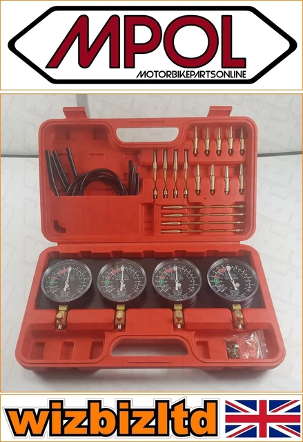 Sincronizzatore Carburatore A Vuoto - Set 4 Manometri Professionali Per Auto E Moto, Con Custodia - Foto 3