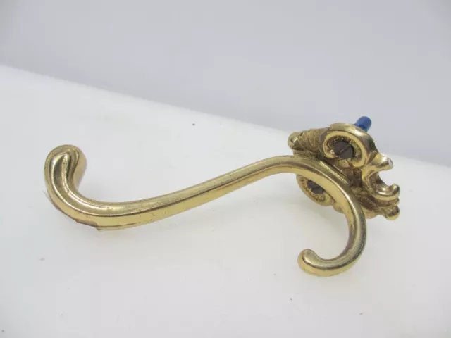Late Vintage Brass Coat Hook Hanger Old Retro French Rococo Stye 2