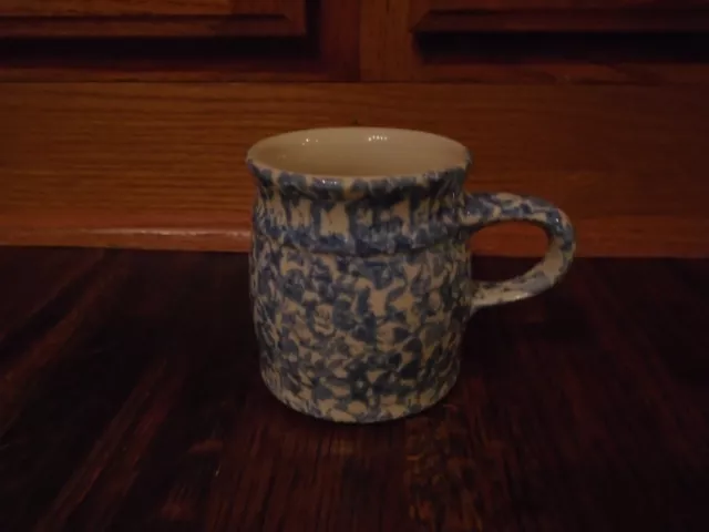 The Workshops Of Gerald Henn Roseville Ohio Ceramic Blue Spongeware Coffee Cup