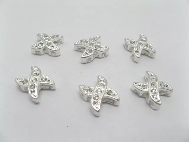 20 Jewelry finding Silver X-Shape Rhinestone Clasps