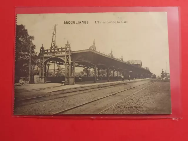 CPA - Erquelinnes Belgique - L'Intérieur de la Gare 1913.