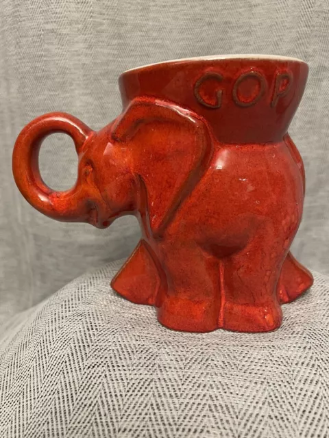 Frankoma 1976 Bicentennial GOP Republican Political Elephant Mug Cup Red Pottery