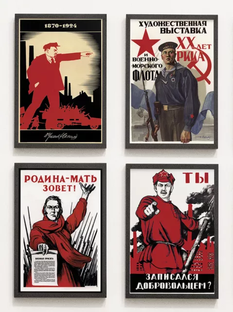 Set: 4 Poster 2. Weltkrieg Sowjetunion Russland Rote Armee UdSSR CCCP Plakat