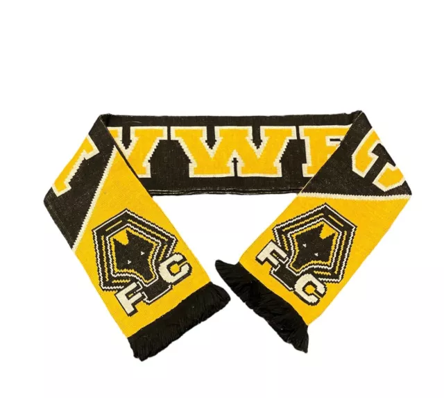 Vintage Wolverhampton Wanderers Gold & Black Scarf Wolves FC 90’s Match Day