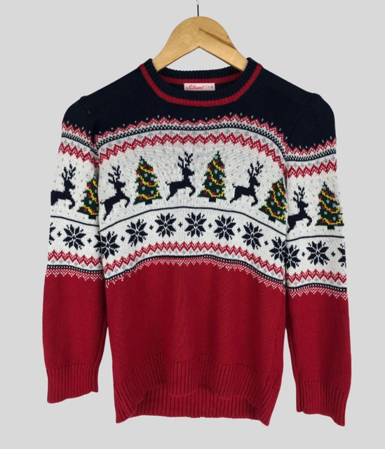 Maglione albero di Natale Natale Bambini Ragazze Fairisle Renne Cotone Unisex Ragazzi Ragazze