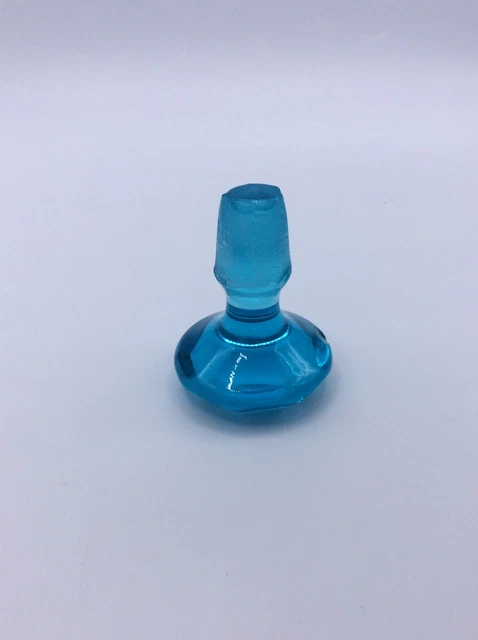 Carafe à liqueur en verre soufflé coloré bleu émaillé à décor floral Début XXème 8