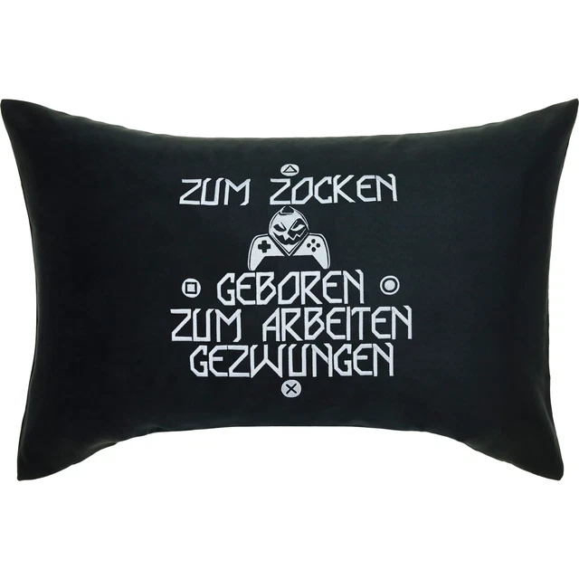 Zum Zocken geboren Kissenspruch 40x60cm Geschenk Gamer Deko, Zocker Zubehör