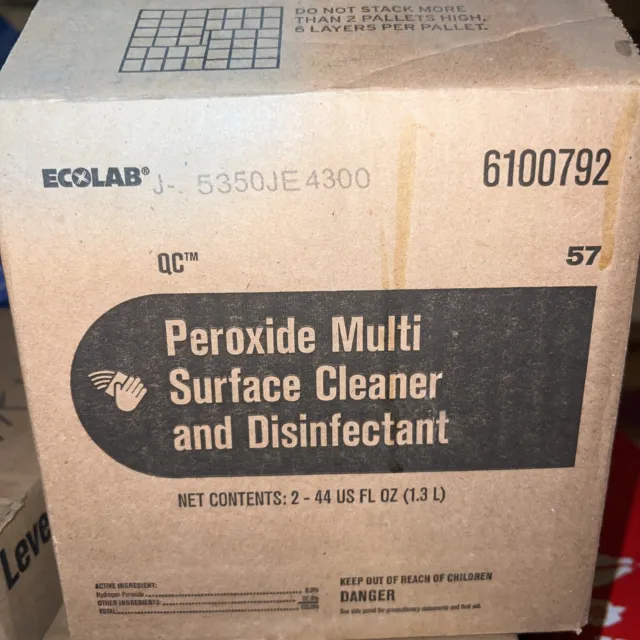 LOT OF 2 Ecolab Peroxide Multi Surface Cleaner & Disinfectant 44 fl oz 6100792