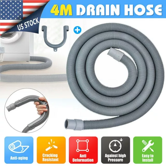 4M 13FT LONG Universal Fit All Washing Machine Drain Discharge Hose Drain Hose