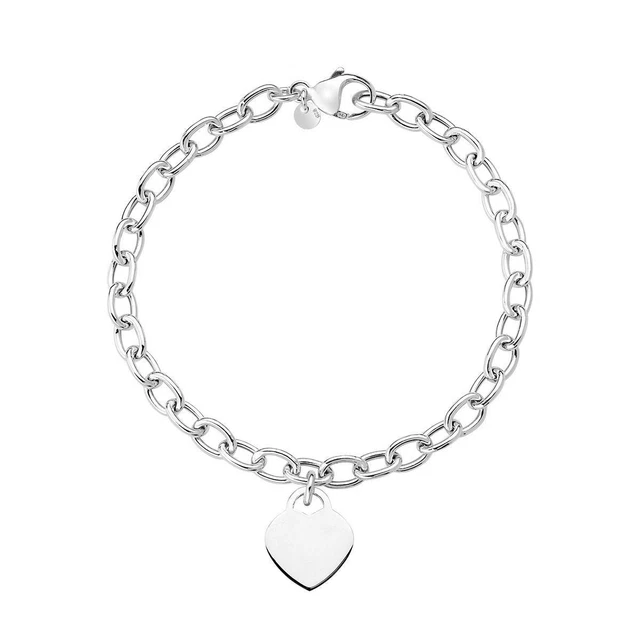 Bracciale Argento Sterling 925 Con Cuore Ritagliato E Catena Rolo - Regalo Elegante Per Lei - 4