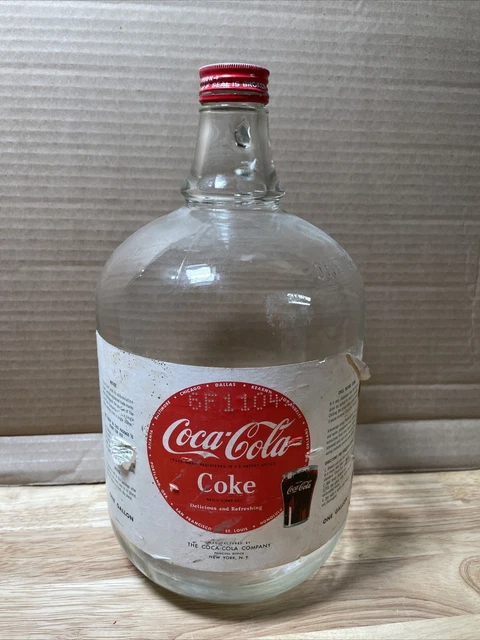 Original NY Coca-Cola One Gallon Soda Fountain Syrup Glass Jug w/Old Paper Label
