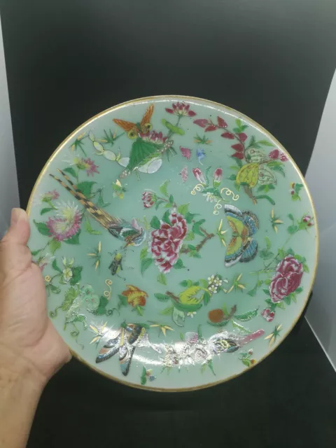 Antique Chinese Hand-painting Famille Rose Large Porcelain Plate