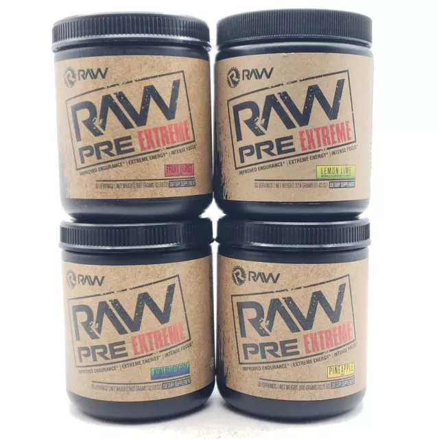 Preentrenamiento Raw Pre Extreme Hardcore Premium, 30 porciones - ¡4 SABORES!