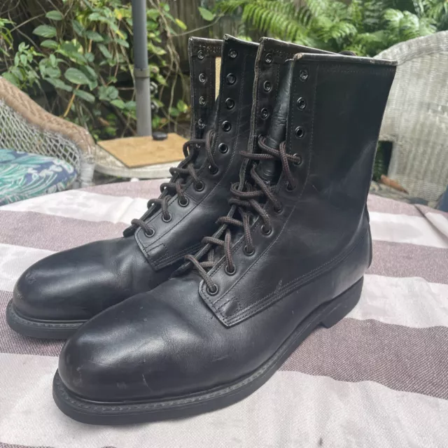 Vintage Cove Shoe Company Boots M 9 1/2 Black Leather Military Steel Toe New