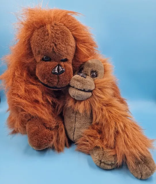 Affe Mama mit Kind 2 x Orang-Utan Plüschtier Stofftier Kuscheltier Sitzend