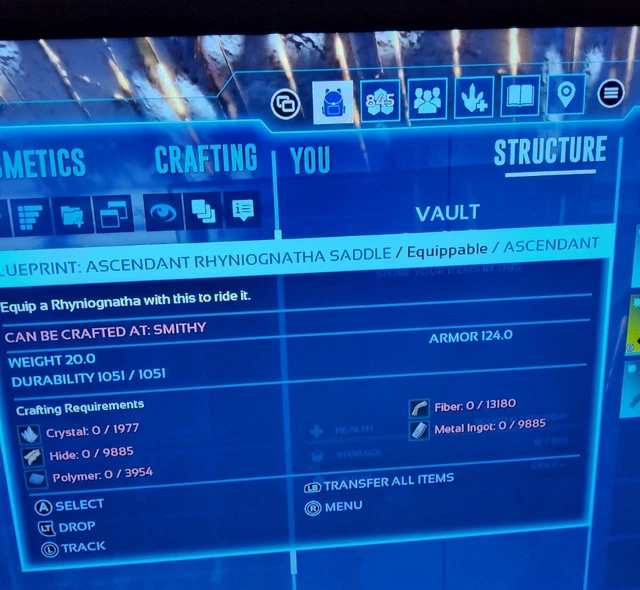 ARK SURVIVAL ASCENDED Rhyniognatha 124 Armor Blueprint Pc/ Ps5/ Xbox ...