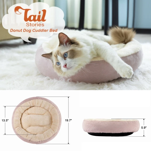 Dog Bed Donut Soft Round Plush Cat Beds For Calming Pet Anti Anxiety Washable