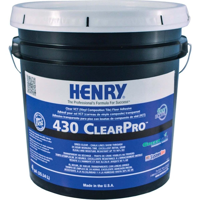 Adhesivo para piso de vinilo Henry 430 ClearPro, 4 galones  12102 Guerra Mundial Henry 12102