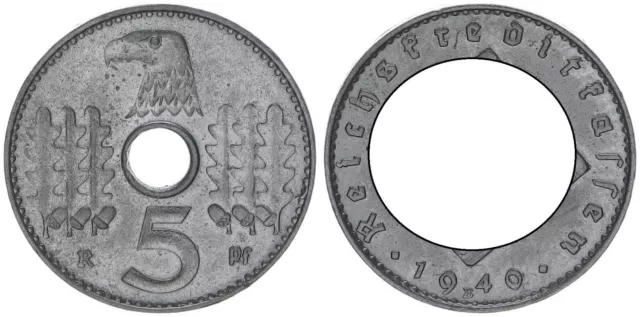 Reichskreditkassen 5 Pfennig J.618 1940B seltenes Münzzeichen vz  70828