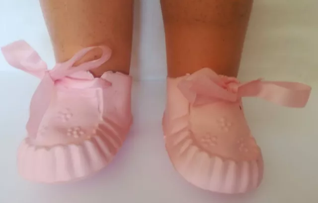 Par De MUÑECA "Cenicienta" Mocasín Plástico Zapatos en Rosa Talla 0M