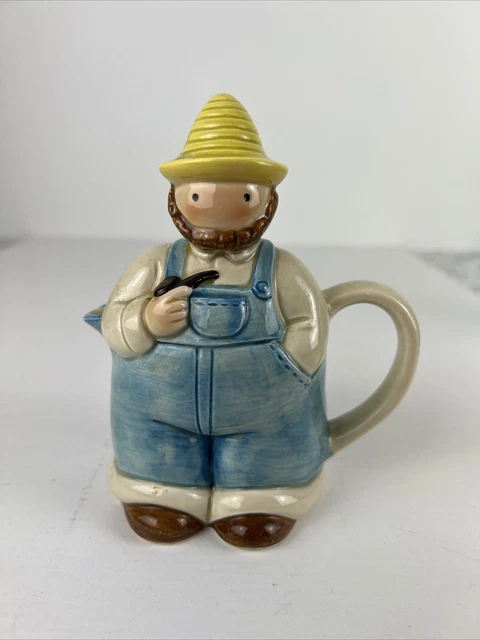 Vintage Creamer Farmer With Pipe Hat Overalls Otagiri Country Farmhouse