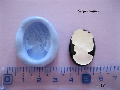 moule silicone à fimo plâtre résine scrap camé camee femme 3/2.2cm 66 