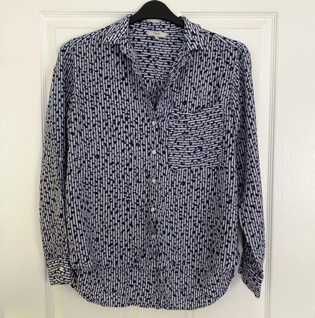 Next Roll Tab Sleeve Shirt Blouse Size 12 38” Bust Open Collar 100% Viscose VGC