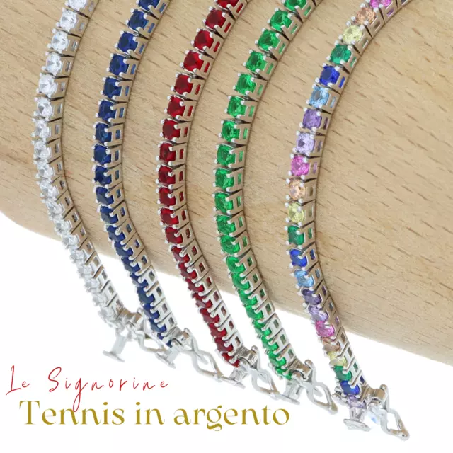 Bracciale Tennis in argento 925 e zirconi bianchi 2,5 mm misura 18