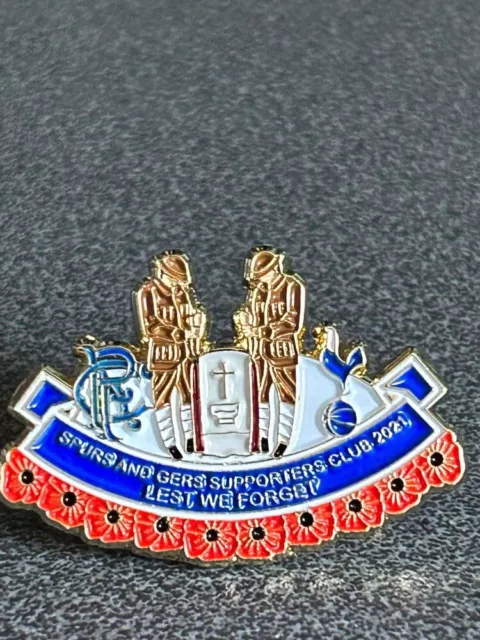 2021 Glasgow Rangers Tottenham Hotspur Poppie Remembrance Enamel Lapel Pin Badge