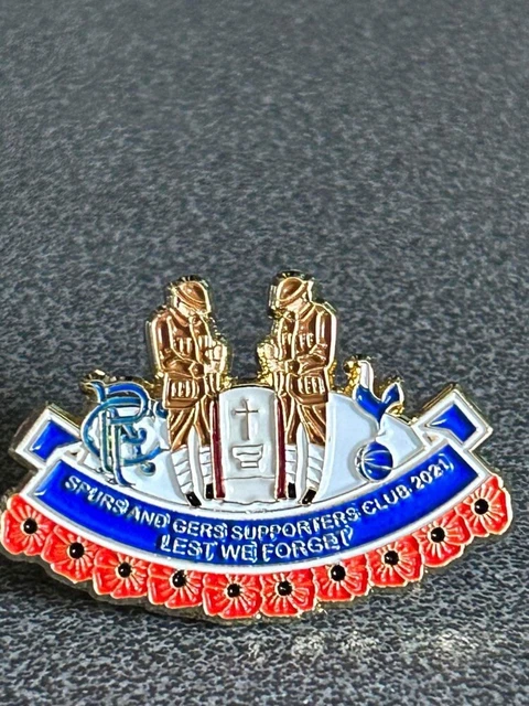 2021 Glasgow Rangers Tottenham Hotspur Poppie Remembrance Enamel Lapel Pin Badge