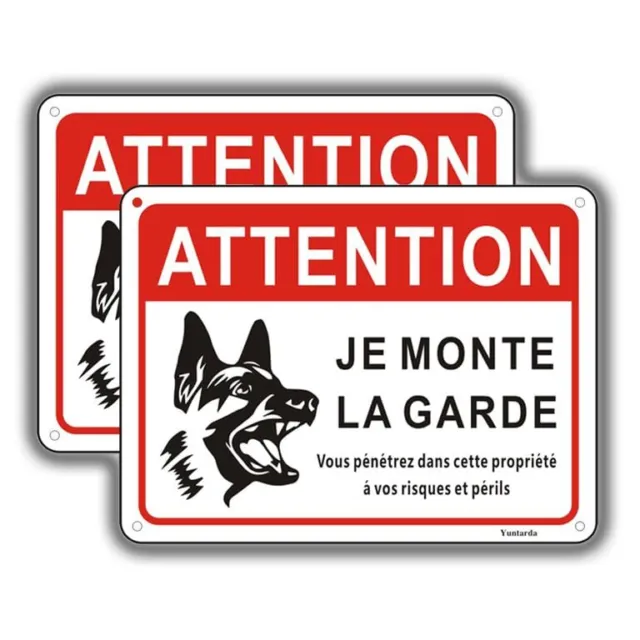 2 Pièces Panneau attention au ChienJe Monte LA Garde 15X20cm Plaque de PVC Pr...