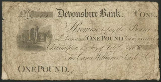 Devonshire Bank, Cann, Williams, Searle & Co., 1 pound, Okehampton 18[18], VG