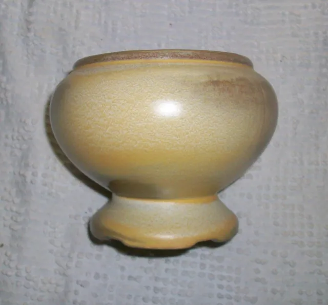 Vintage MCM Frankoma Desert Gold Brown 22S Footed Round Vase Planter