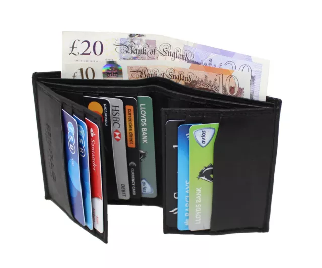 Mens Rfid Proof Leather Multi Credit Card Holder Note Case Wallet Black 87