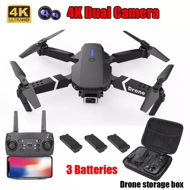 RC Drone WIFI FPV Wide Angle 4K HD Dual Camera Foldable Selfie Quadcopter Gift