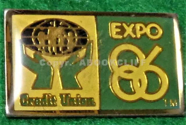 EXPO 86 Vancouver Credit Union Sponsor Canada Worlds Fair Lapel Pin Mint