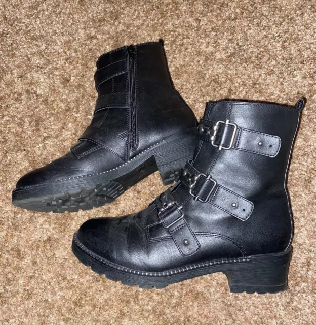 Kohl's SO Black Combat Boots Zip Up