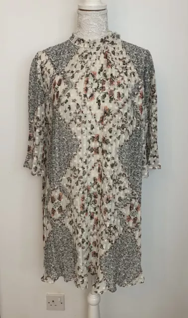 ✖️BNWT River Island Pleated Floral Dress Size 12 RRP £42