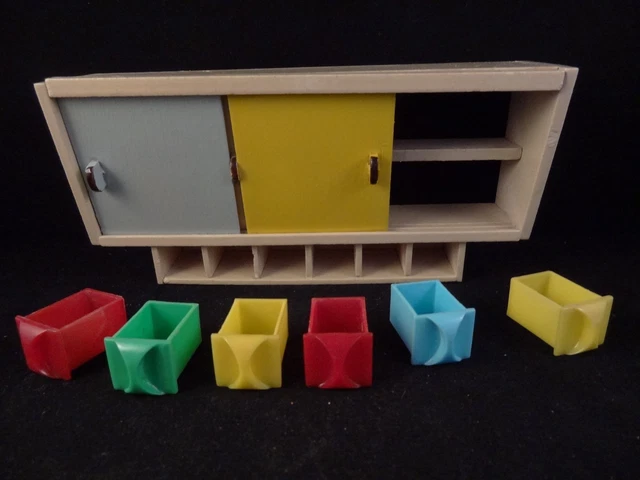 Ancien Meuble Miniature – Cuisine Poupée – Bois – Années 50/60 – Mobilier Jouet