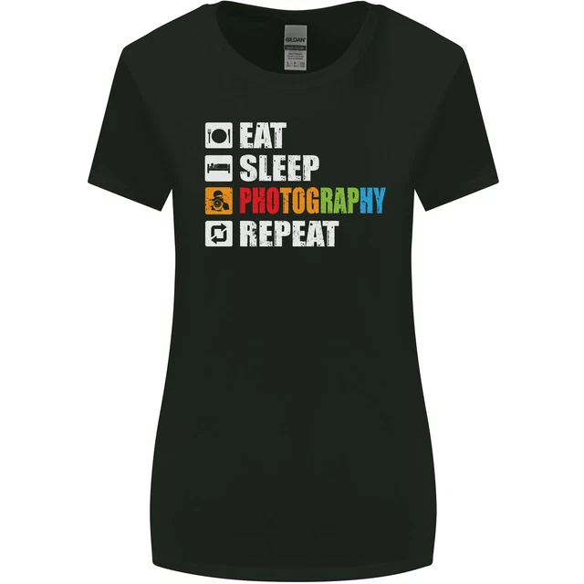 T-shirt donna taglio più largo Photography Eat Sleep Photographer divertente