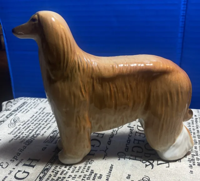 LFZ ЛФЗ Lomonosov China Factory Afghan Hound Dog Figurine 7.25” X 6.25” USSR