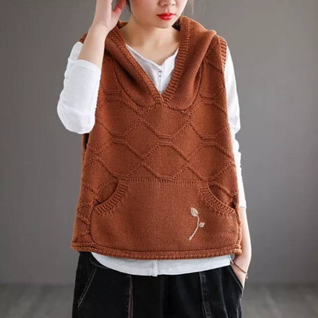 Donna Pullover con Cappuccio Gilet Maglia Canotta senza Maniche Felpa