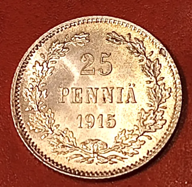 *Finnland - 25 Penniä 1915 Silber-* Nikolai II. - *Erd.1++